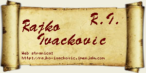 Rajko Ivačković vizit kartica